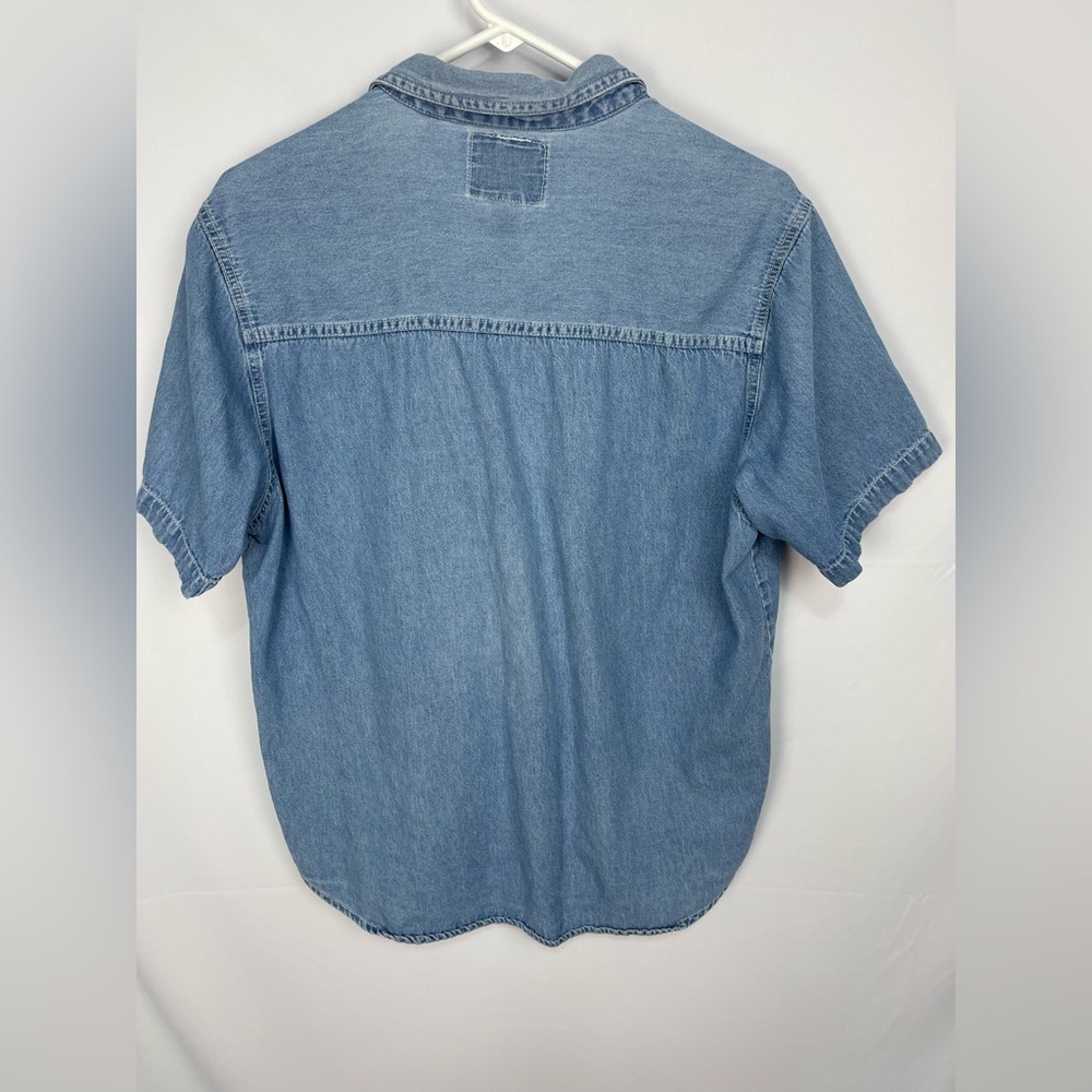 Let’s Quizz Again Noah’s ark button down short sleeve denim women’s top size L - Picture 5 of 9